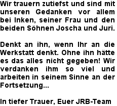 Wir trauern zutiefst und sind mit unseren Gedanken vor allem bei Inken, seiner Frau und den beide...